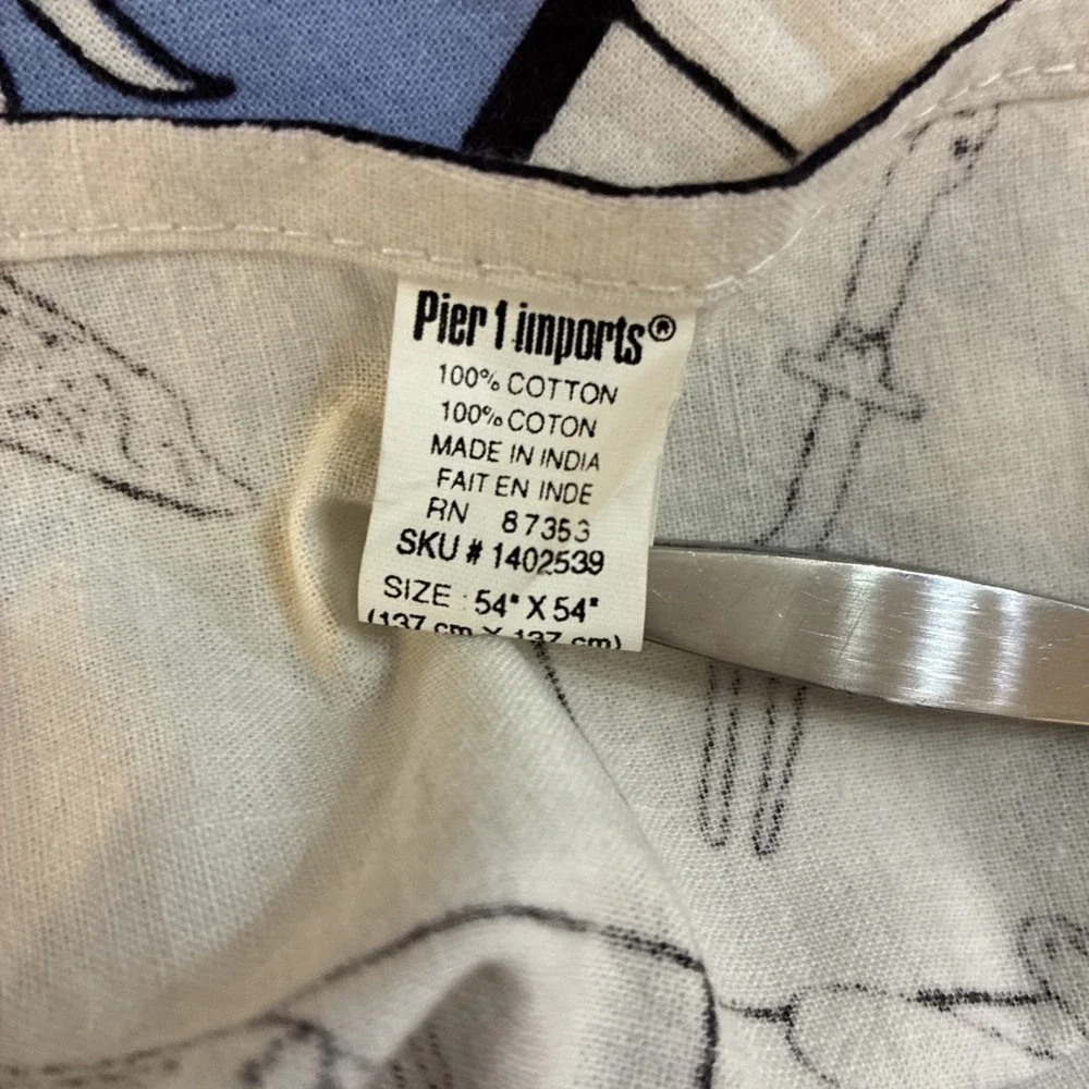 Pier One Square Tablecloth Fancy Utensils Pattern 54